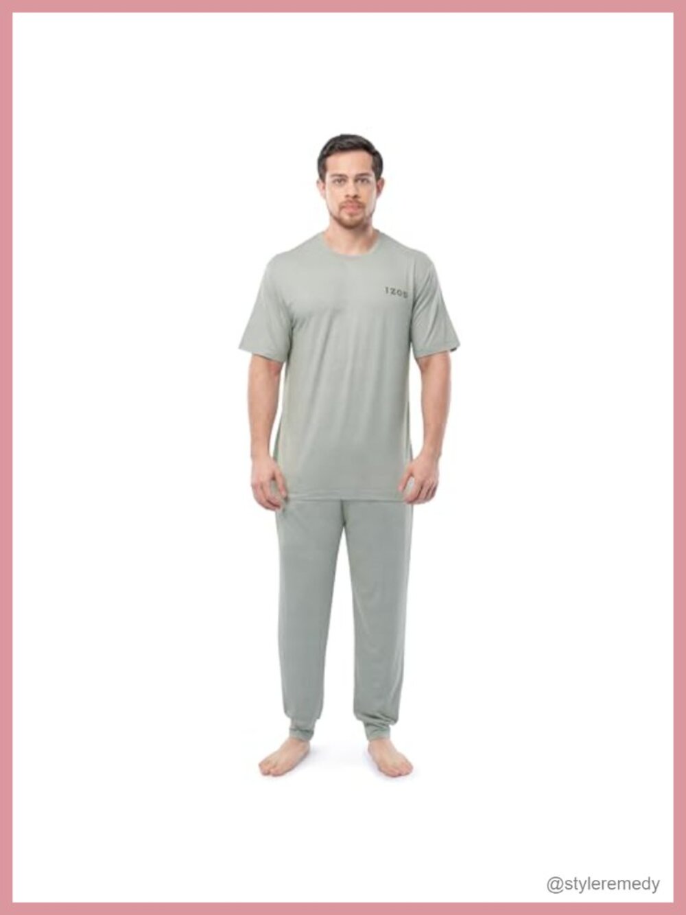 Men's Relaxed Fit Logo Stripe Pajama Set Jogger Sleep Set